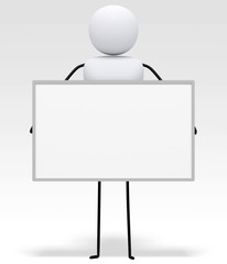 Obraz premium [3D little people series] Holding white board