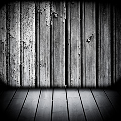 Wood panels used as background. Room covered with wooden planks