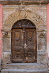 Old brown door in France