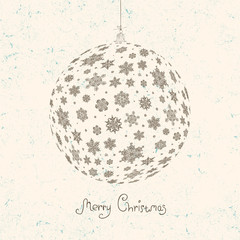 Christmas ball on textured beige background. Vector illustration