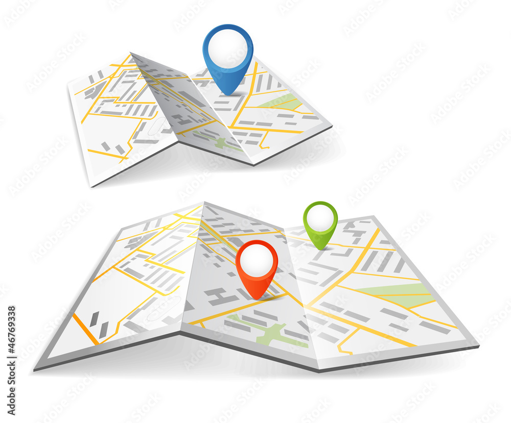 Poster Folded maps with color point markers