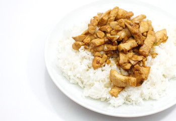Fried chicken with garlic and pepper , Thai food