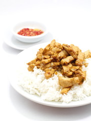 Fried chicken with garlic and pepper , Thai food