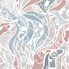 Lace seamless pattern with flowers on pastel background
