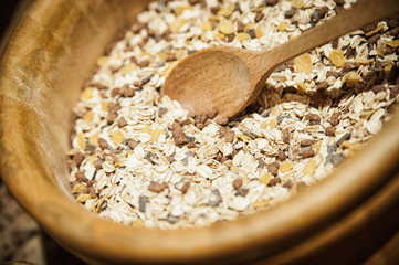Muesli in a wooden Bowl