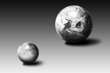 metallic Earth and Moon