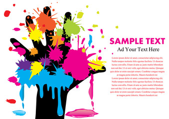 Hand colorful with copy space vector illustration