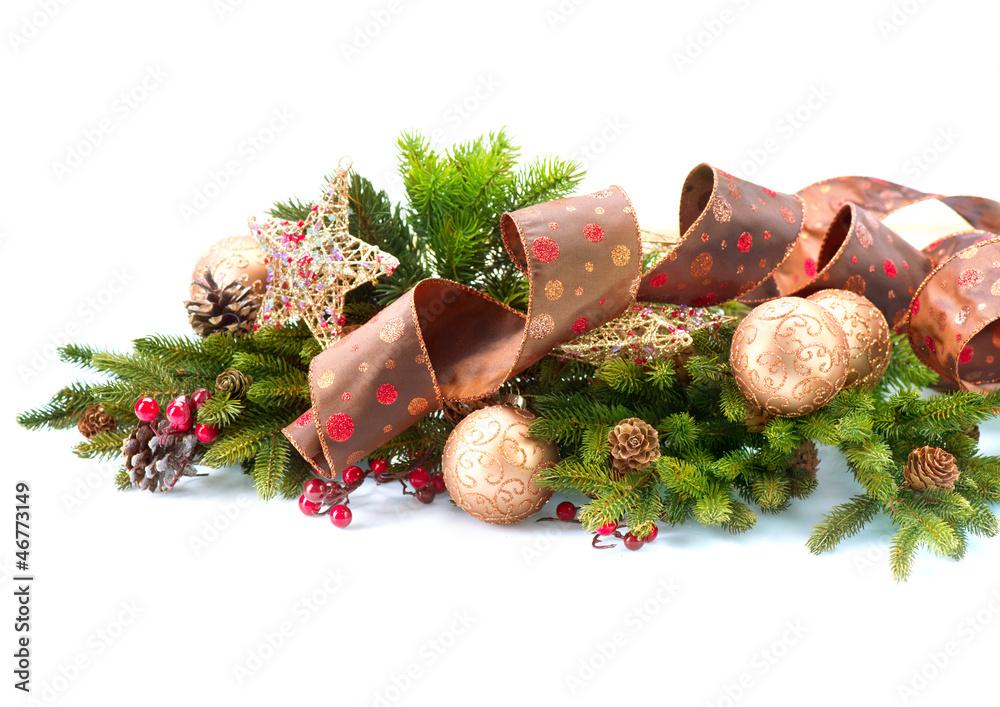 Wall mural Christmas Decorations Isolated on White Background