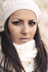 Beautiful young woman winter portrait.