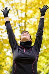 Naklejka premium Sport woman happy victory