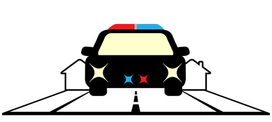 sign with police car and cottage - security symbol © kelttt