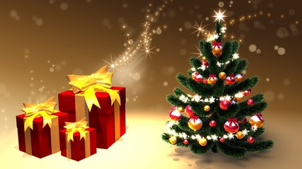 Weihnachtsbaum mit Weihnachtsgeschenken