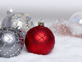 Christmas decoration with red and silver baubles