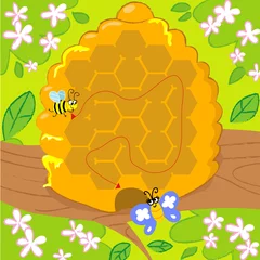Foto auf Alu-Dibond Labyrinthspiel mit Biene und Schmetterling © carlafcastagno