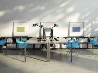 Company offices, modern contemporary work place interior