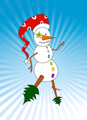 Funny snowman with red hat ready for christmas party