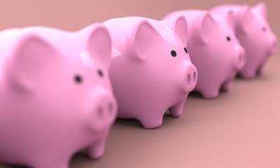 Pink Piggy Bank 3D Render