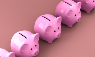 Pink Piggy Bank 3D Render
