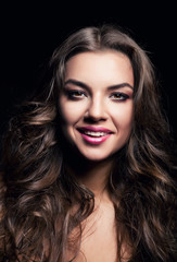 Fototapeta premium happy girl with long curly hair