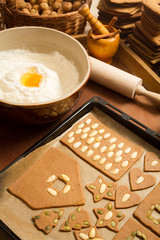 Preparations for baking gingerbread cookies