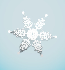 Winter white snowflake background