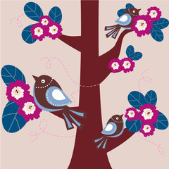 Oiseaux sur un arbre