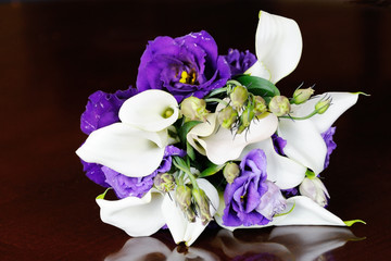 Brides purple and white flowers