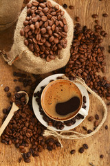 Coffee beans and cupCoffee beans and cup