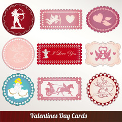 Vector set car of valentine's day vintage