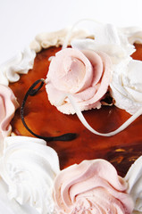 Cake with cream decorative roses