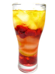 fruit cocktail smoothie with raspberry