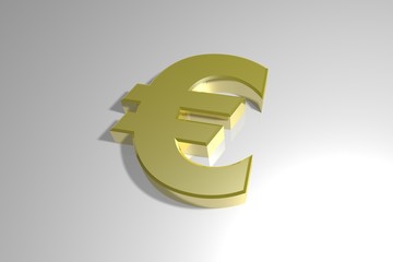 Goldenes Euro Zeichen in 3D - liegend