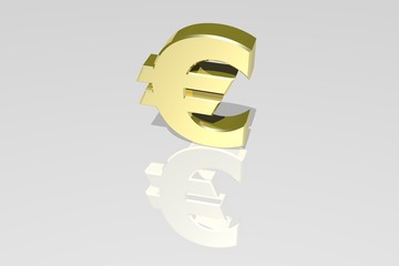 Goldenes Euro Zeichen in 3D - stehend