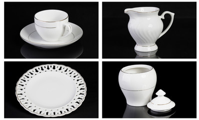 Bone china tea - coffee set isolated