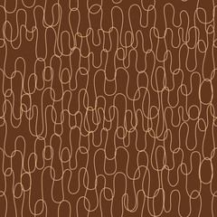 Seamless abstract brown pattern with curly lines. Vector