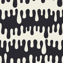Seamless abstract melted pattern. Black and white