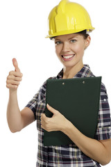 young woman architect with helmet