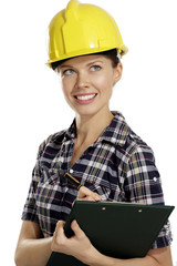 young woman architect with helmet