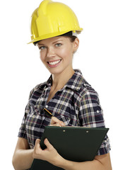 young woman architect with helmet