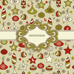 Vector Seamless Christmas Pattern with Frame