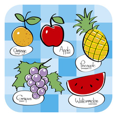 Vector Fruit juices set of five design