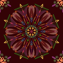 Beautiful colorful pattern on dark background. Seamless