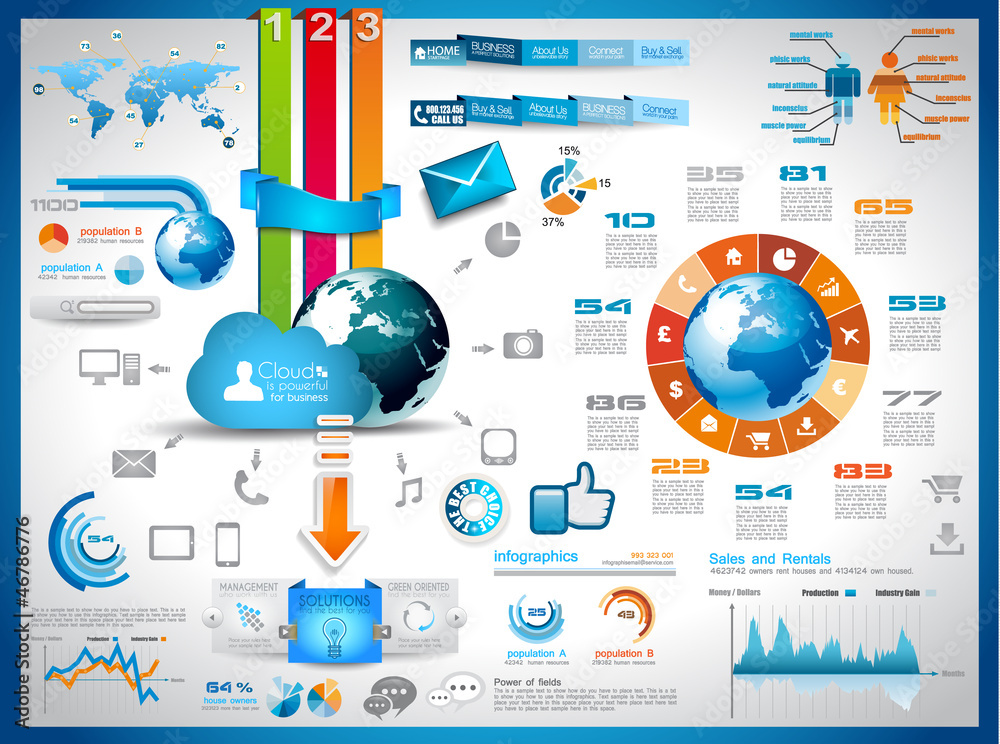 Fototapete infographics elements for cloud computing graphs