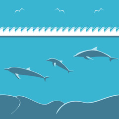 dolphin and sea wave background