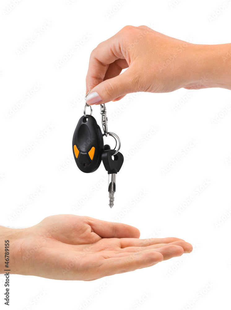 Sticker hands and car key