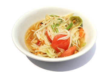 Somtum , Thai spicy papaya salad on a dish