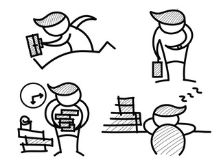 set of business man activities