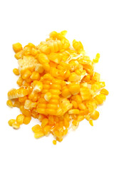 Corn pile on white background.