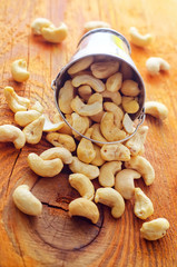 cashew on the wooden board