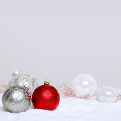 Christmas decoration with red and silver baubles